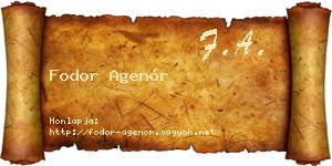 Fodor Agenór névjegykártya